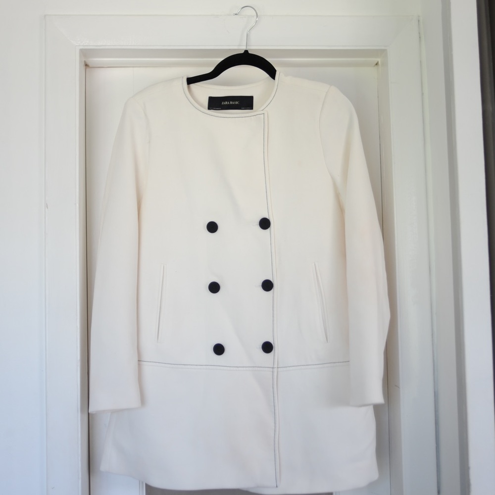 Zara Classic White Dress Coat Gem